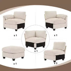 Hyleory 115 Corduroy Oversized Modular Sectional Sofa, U Shaped Couch with Movable Ottoman, Large 7 Seater Corner Sofa for Living Room