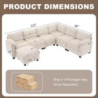 Hyleory 115 Corduroy Oversized Modular Sectional Sofa, U Shaped Couch with Movable Ottoman, Large 7 Seater Corner Sofa for Living Room