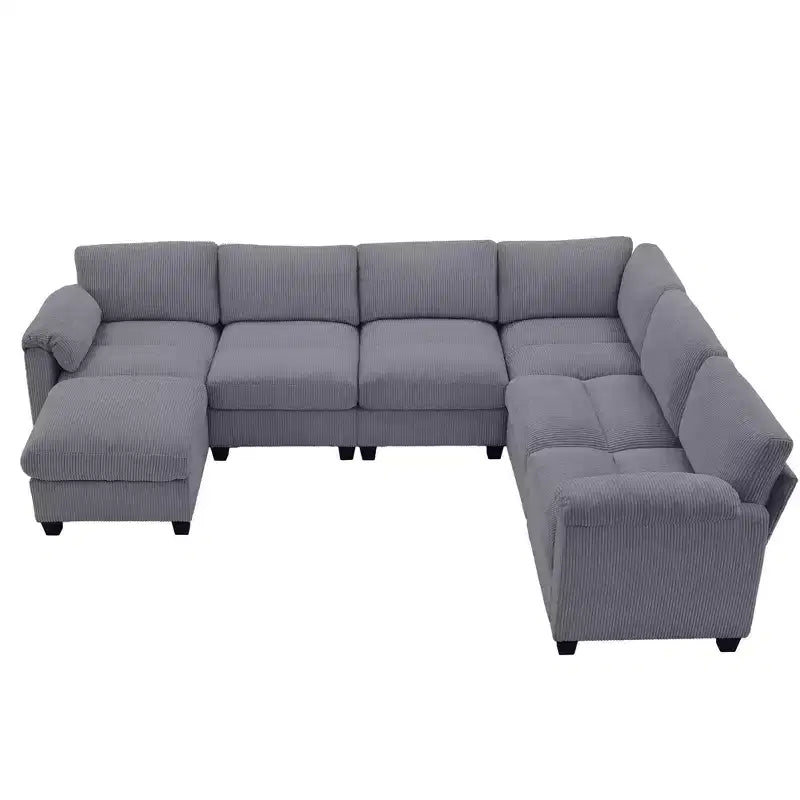 Hyleory 115 Corduroy Oversized Modular Sectional Sofa, U Shaped Couch with Movable Ottoman, Large 7 Seater Corner Sofa for Living Room