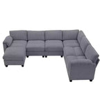 Hyleory 115 Corduroy Oversized Modular Sectional Sofa, U Shaped Couch with Movable Ottoman, Large 7 Seater Corner Sofa for Living Room