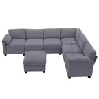 Hyleory 115 Corduroy Oversized Modular Sectional Sofa, U Shaped Couch with Movable Ottoman, Large 7 Seater Corner Sofa for Living Room