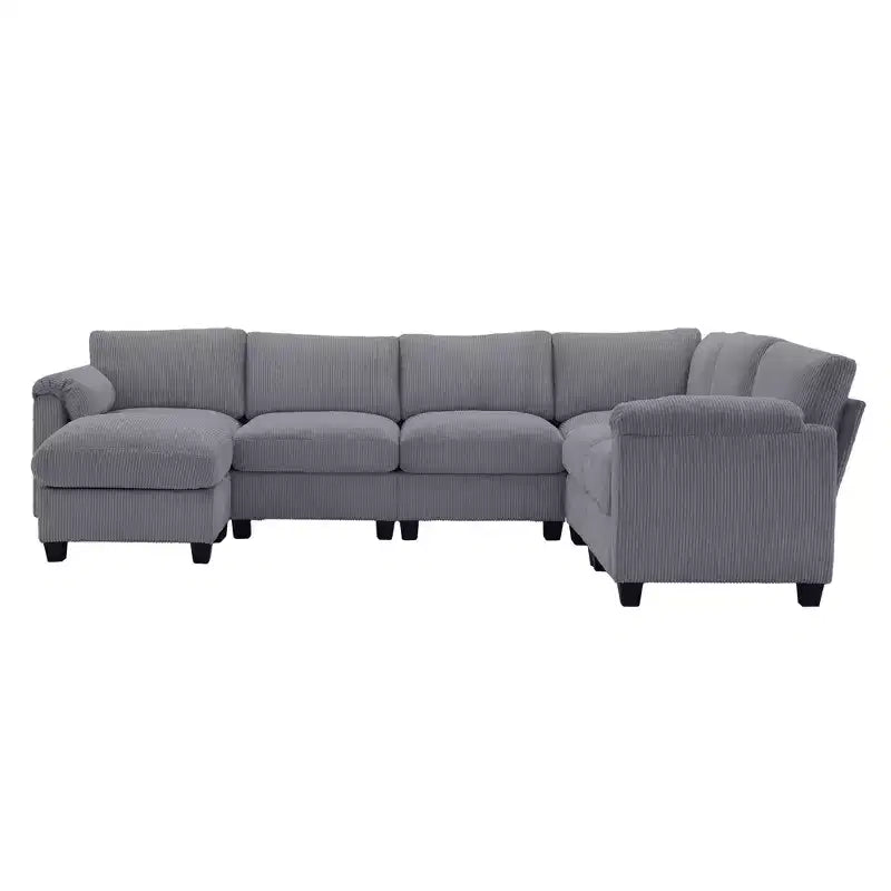 Hyleory 115 Corduroy Oversized Modular Sectional Sofa, U Shaped Couch with Movable Ottoman, Large 7 Seater Corner Sofa for Living Room