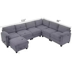 Hyleory 115 Corduroy Oversized Modular Sectional Sofa, U Shaped Couch with Movable Ottoman, Large 7 Seater Corner Sofa for Living Room