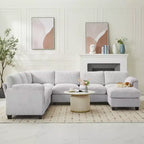 Hyleory 115 Corduroy Oversized Modular Sectional Sofa, U Shaped Couch with Movable Ottoman, Large 7 Seater Corner Sofa for Living Room