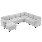 Hyleory 115 Corduroy Oversized Modular Sectional Sofa, U Shaped Couch with Movable Ottoman, Large 7 Seater Corner Sofa for Living Room