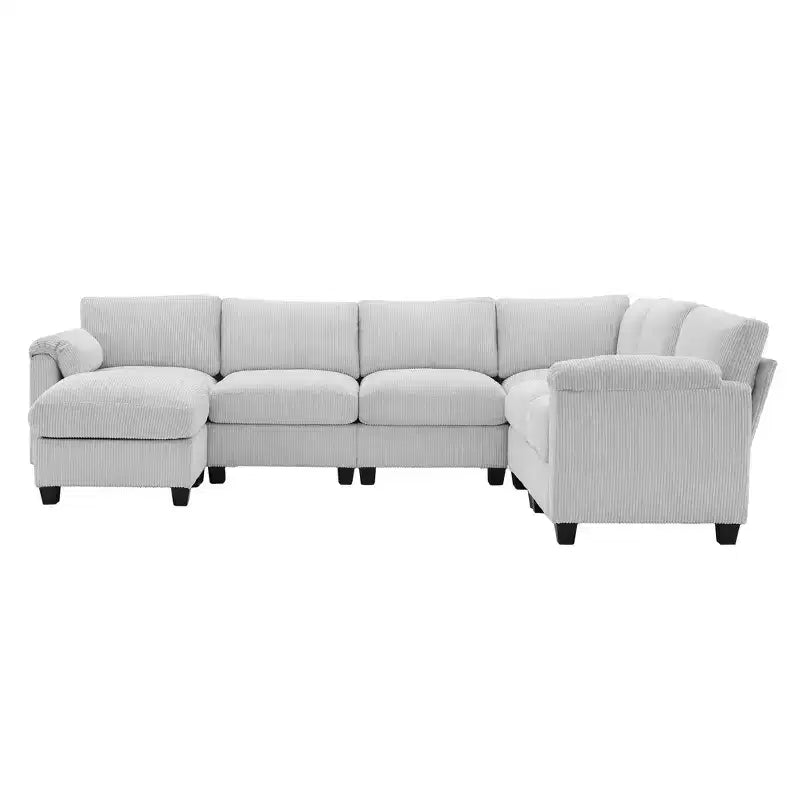 Hyleory 115 Corduroy Oversized Modular Sectional Sofa, U Shaped Couch with Movable Ottoman, Large 7 Seater Corner Sofa for Living Room