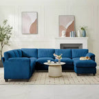 Hyleory 115 Corduroy Oversized Modular Sectional Sofa, U Shaped Couch with Movable Ottoman, Large 7 Seater Corner Sofa for Living Room