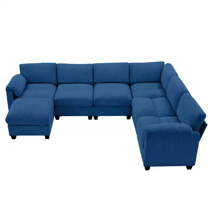 Hyleory 115 Corduroy Oversized Modular Sectional Sofa, U Shaped Couch with Movable Ottoman, Large 7 Seater Corner Sofa for Living Room