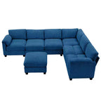 Hyleory 115 Corduroy Oversized Modular Sectional Sofa, U Shaped Couch with Movable Ottoman, Large 7 Seater Corner Sofa for Living Room