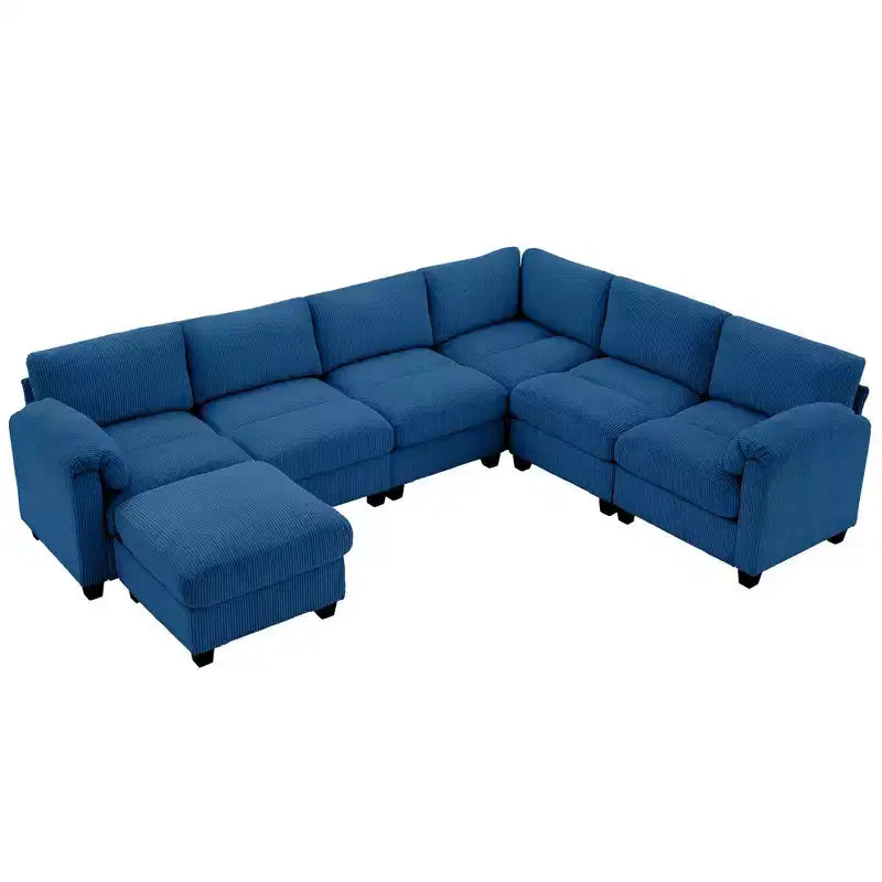 Hyleory 115 Corduroy Oversized Modular Sectional Sofa, U Shaped Couch with Movable Ottoman, Large 7 Seater Corner Sofa for Living Room