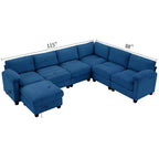 Hyleory 115 Corduroy Oversized Modular Sectional Sofa, U Shaped Couch with Movable Ottoman, Large 7 Seater Corner Sofa for Living Room