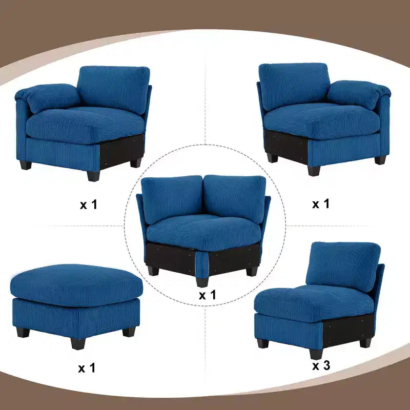 Hyleory 115 Corduroy Oversized Modular Sectional Sofa, U Shaped Couch with Movable Ottoman, Large 7 Seater Corner Sofa for Living Room