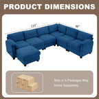 Hyleory 115 Corduroy Oversized Modular Sectional Sofa, U Shaped Couch with Movable Ottoman, Large 7 Seater Corner Sofa for Living Room