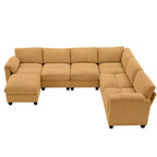Hyleory 115 Corduroy Oversized Modular Sectional Sofa, U Shaped Couch with Movable Ottoman, Large 7 Seater Corner Sofa for Living Room