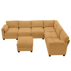 Hyleory 115 Corduroy Oversized Modular Sectional Sofa, U Shaped Couch with Movable Ottoman, Large 7 Seater Corner Sofa for Living Room
