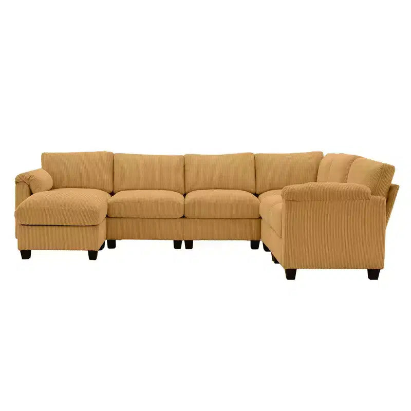 Hyleory 115 Corduroy Oversized Modular Sectional Sofa, U Shaped Couch with Movable Ottoman, Large 7 Seater Corner Sofa for Living Room