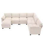 Hyleory 115 Corduroy Oversized Modular Sectional Sofa, U Shaped Couch with Movable Ottoman, Large 7 Seater Corner Sofa for Living Room