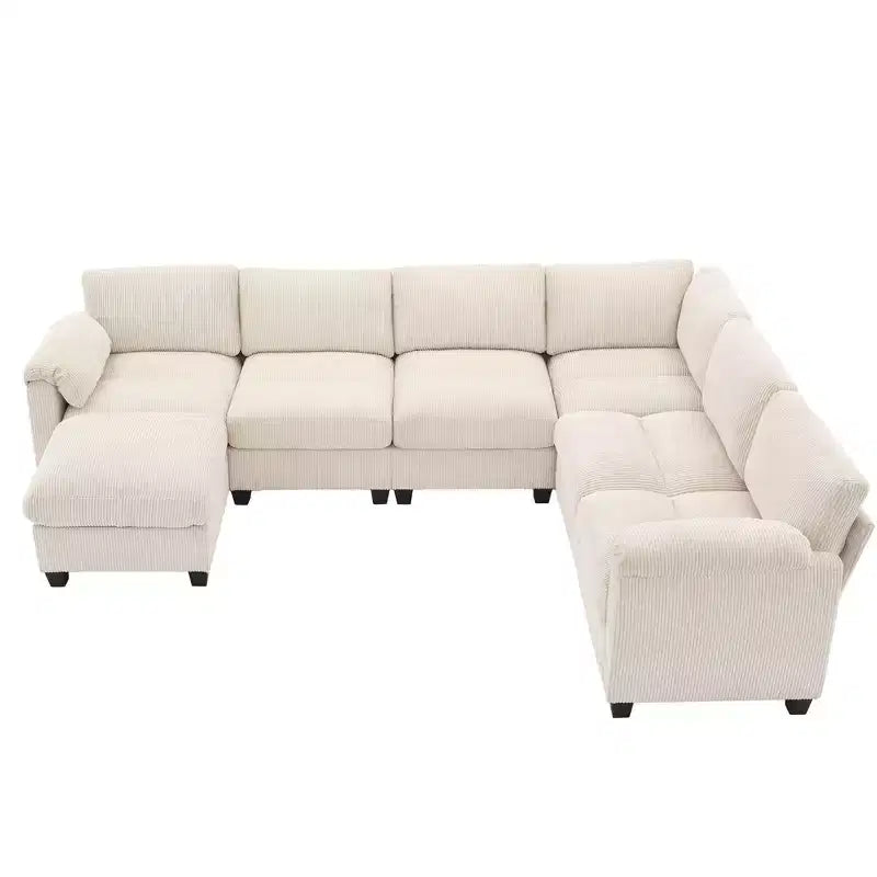Hyleory 115 Corduroy Oversized Modular Sectional Sofa, U Shaped Couch with Movable Ottoman, Large 7 Seater Corner Sofa for Living Room