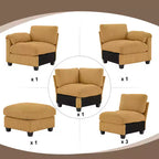 Hyleory 115 Corduroy Oversized Modular Sectional Sofa, U Shaped Couch with Movable Ottoman, Large 7 Seater Corner Sofa for Living Room
