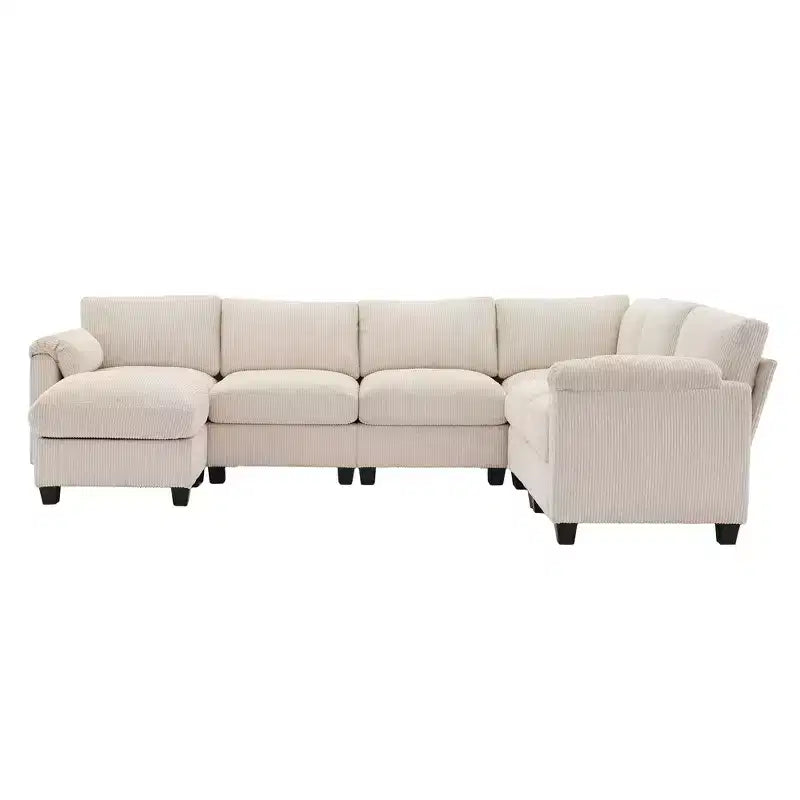 Hyleory 115 Corduroy Oversized Modular Sectional Sofa, U Shaped Couch with Movable Ottoman, Large 7 Seater Corner Sofa for Living Room