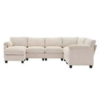 Hyleory 115 Corduroy Oversized Modular Sectional Sofa, U Shaped Couch with Movable Ottoman, Large 7 Seater Corner Sofa for Living Room