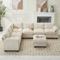 Hyleory 115 Corduroy Oversized Modular Sectional Sofa, U Shaped Couch with Movable Ottoman, Large 7 Seater Corner Sofa for Living Room