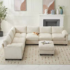 Hyleory 115 Corduroy Oversized Modular Sectional Sofa, U Shaped Couch with Movable Ottoman, Large 7 Seater Corner Sofa for Living Room
