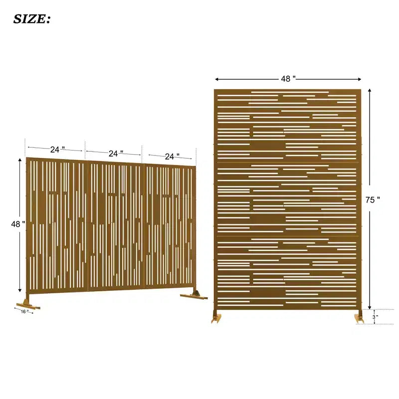 Dovelina Metal Outdoor Privacy Screen Freestanding Patio Decorative Screen (Set of 2)