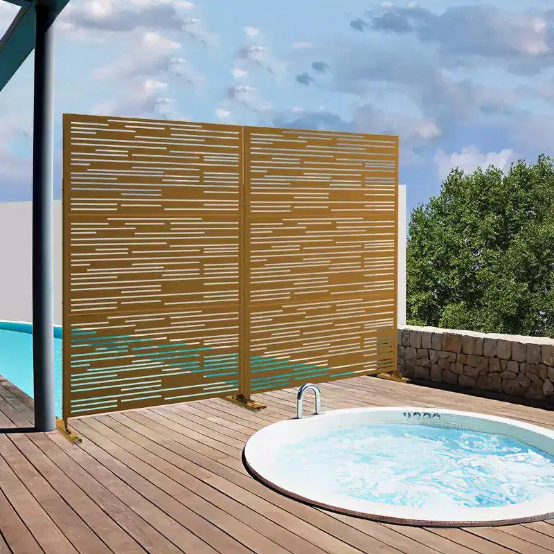 Dovelina Metal Outdoor Privacy Screen Freestanding Patio Decorative Screen (Set of 2)