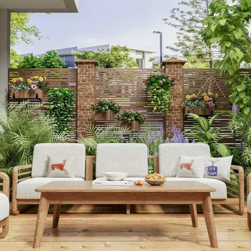Dovelina Metal Outdoor Privacy Screen Freestanding Patio Decorative Screen (Set of 2)