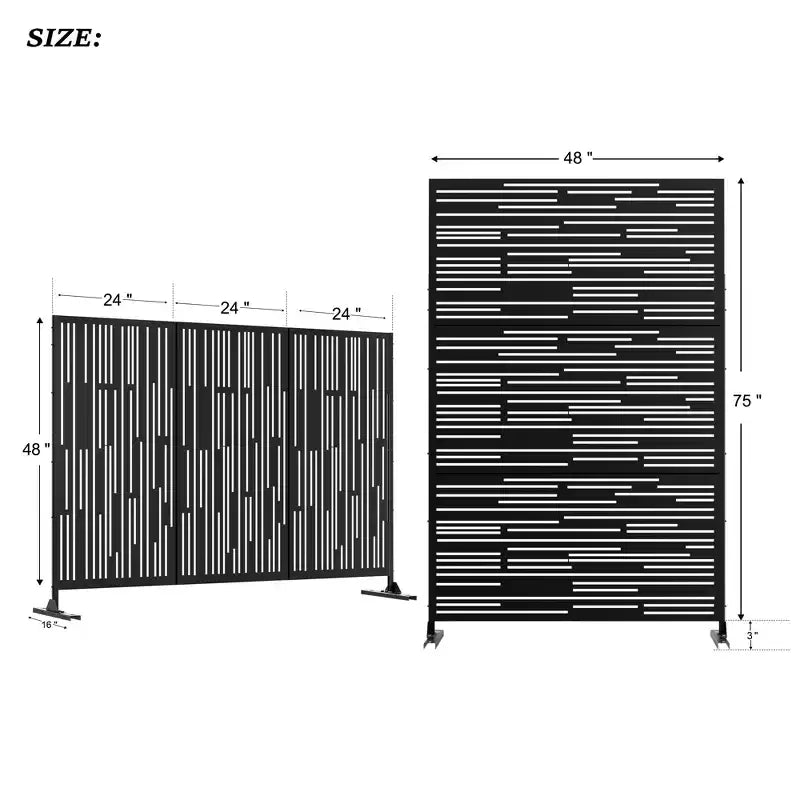 Dovelina Metal Outdoor Privacy Screen Freestanding Patio Decorative Screen (Set of 2)