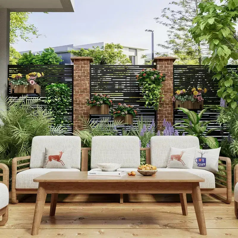 Dovelina Metal Outdoor Privacy Screen Freestanding Patio Decorative Screen (Set of 2)