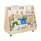 ECR4Kids Double-Sided Wooden Mobile Book Display and Storage, Montessori Furniture