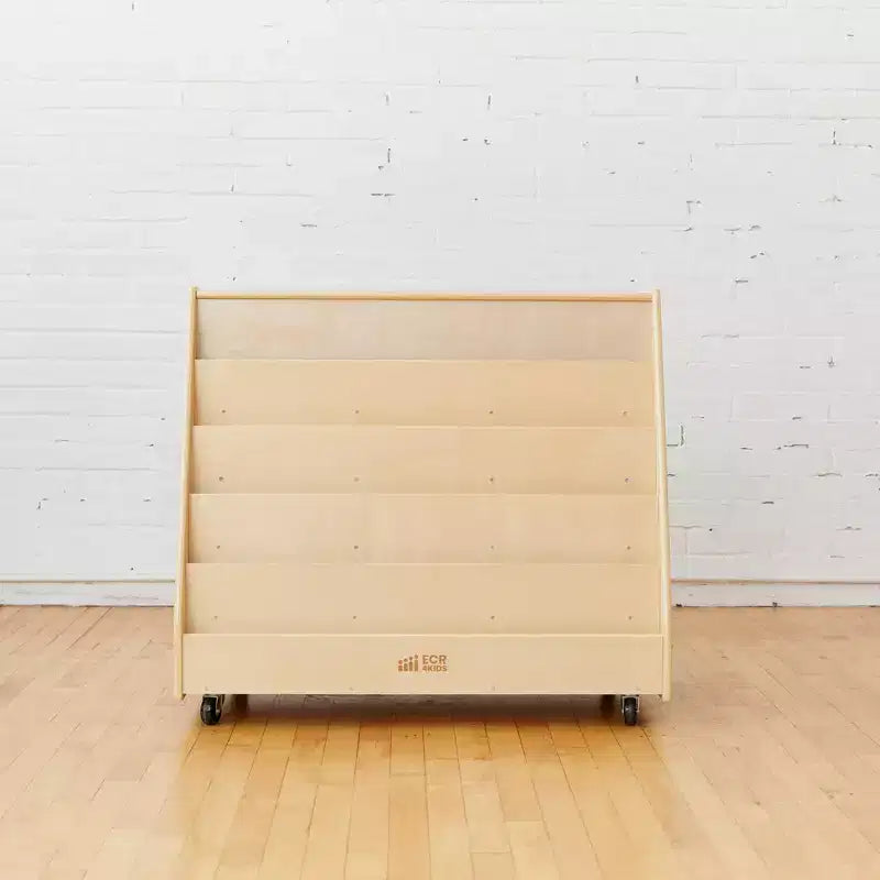 ECR4Kids Double-Sided Wooden Mobile Book Display and Storage, Montessori Furniture