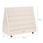 ECR4Kids Double-Sided Wooden Mobile Book Display and Storage, Montessori Furniture