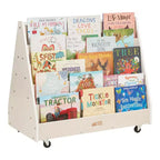 ECR4Kids Double-Sided Wooden Mobile Book Display and Storage, Montessori Furniture