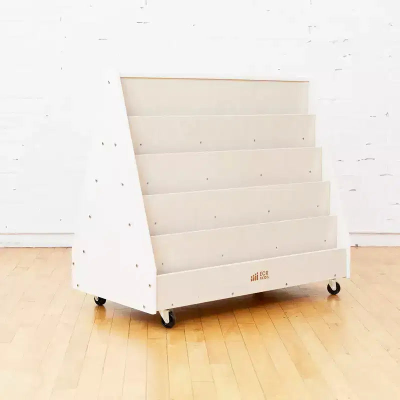 ECR4Kids Double-Sided Wooden Mobile Book Display and Storage, Montessori Furniture