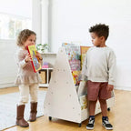 ECR4Kids Double-Sided Wooden Mobile Book Display and Storage, Montessori Furniture