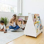 ECR4Kids Double-Sided Wooden Mobile Book Display and Storage, Montessori Furniture