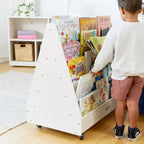 ECR4Kids Double-Sided Wooden Mobile Book Display and Storage, Montessori Furniture