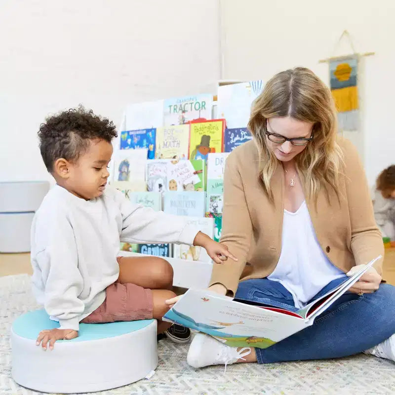 ECR4Kids Double-Sided Wooden Mobile Book Display and Storage, Montessori Furniture