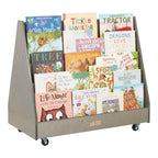ECR4Kids Double-Sided Wooden Mobile Book Display and Storage, Montessori Furniture