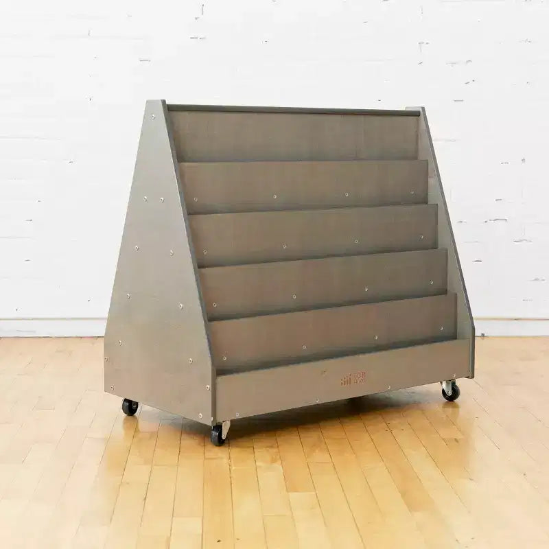 ECR4Kids Double-Sided Wooden Mobile Book Display and Storage, Montessori Furniture