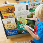 ECR4Kids Double-Sided Wooden Mobile Book Display and Storage, Montessori Furniture