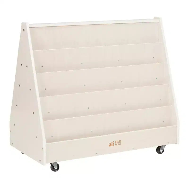 ECR4Kids Double-Sided Wooden Mobile Book Display and Storage, Montessori Furniture