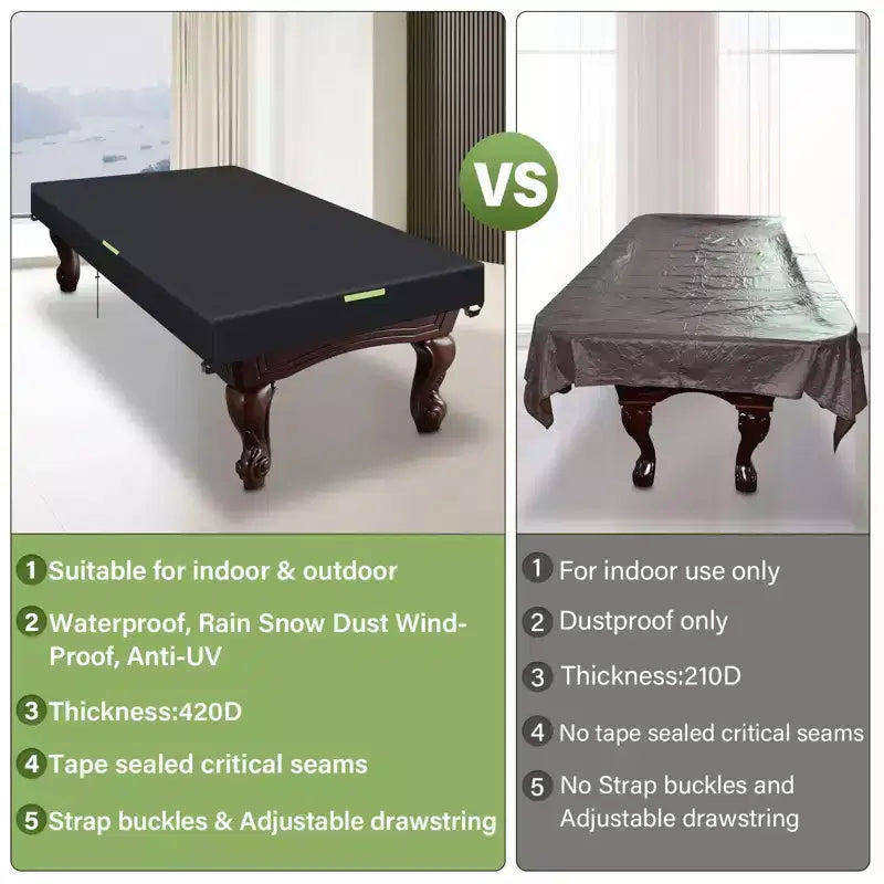 GARPROVM 8Ft Heavy Duty Leatherette Billiard Pool Table Cover Furniture Cover Waterproof