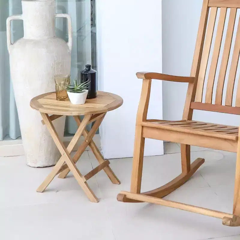 Nordic Teak 20 Natural Outdoor Round Folding Side Table