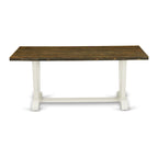 East West Furniture Kitchen Table Set- a Dining Table and Cream Linen Fabric Chairs, Linen White(Pieces Options)