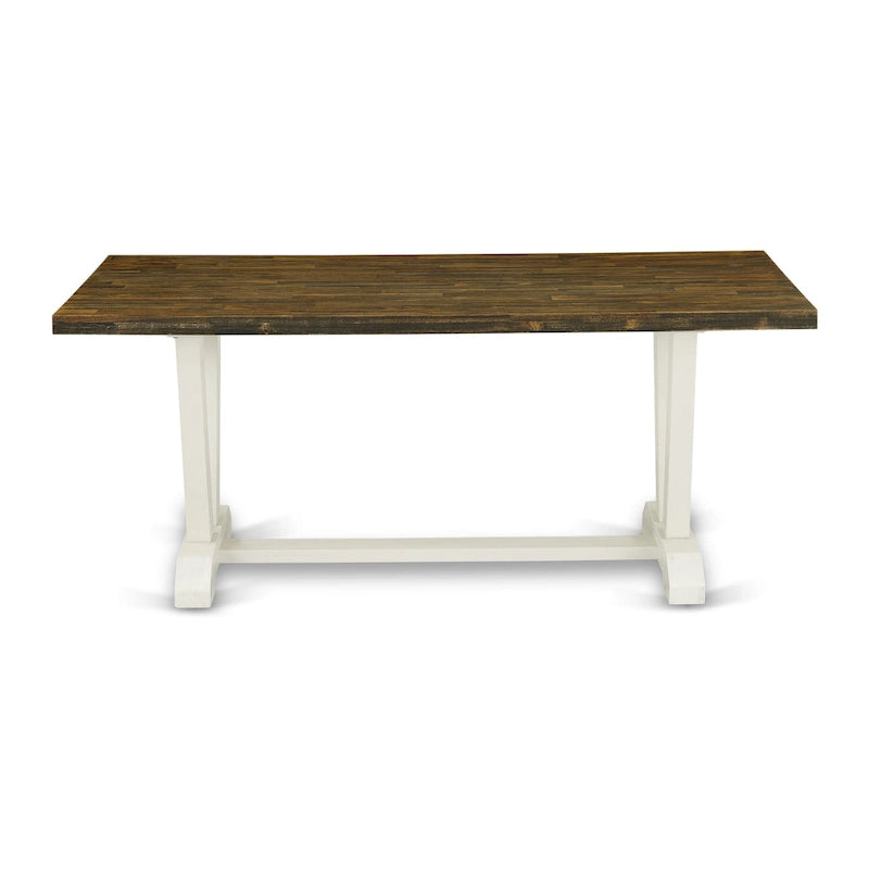 East West Furniture Kitchen Table Set- a Dining Table and Cream Linen Fabric Chairs, Linen White(Pieces Options)