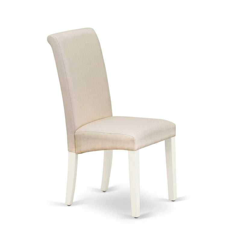 East West Furniture Kitchen Table Set- a Dining Table and Cream Linen Fabric Chairs, Linen White(Pieces Options)